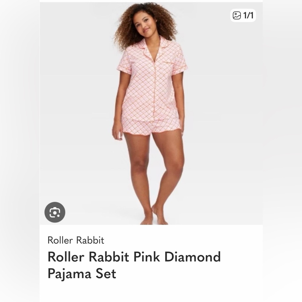Roller Rabbit Pink Diamond-Print Short Pajama Set